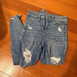 American Eagle Outfitters Ripped Blue Skinny Jeans